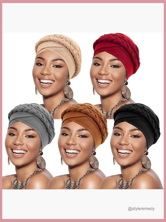 African Turban Caps Beanie Twist Headscarf Pre-Tied Double Twisted Braids main image 7